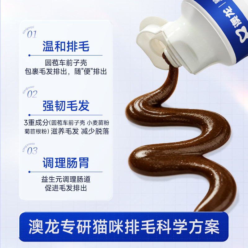 澳龙化呗猫用化毛膏洋车前子壳粉宠物营养膏排毛球肠胃调理通用,淘宝优惠券,粉丝福利购,淘宝优惠卷