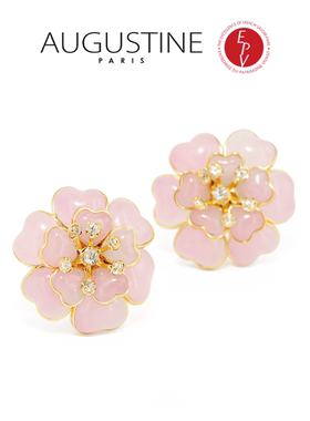 【AZLOOK】Augustine Paris古法琉璃山茶花耳环项链戒指时尚套装