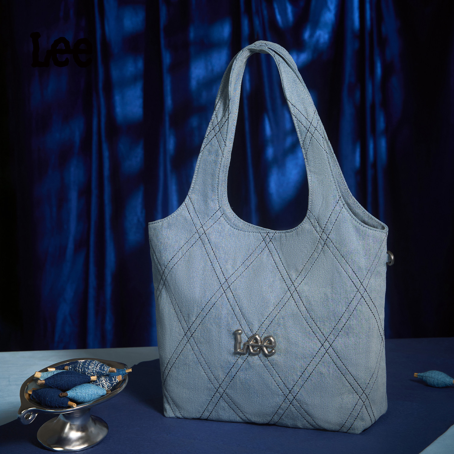Lee官方格纹托特包女生秋冬丹宁牛仔单肩包大容量通勤上班电脑包,淘宝优惠券,粉丝福利购,淘宝优惠卷