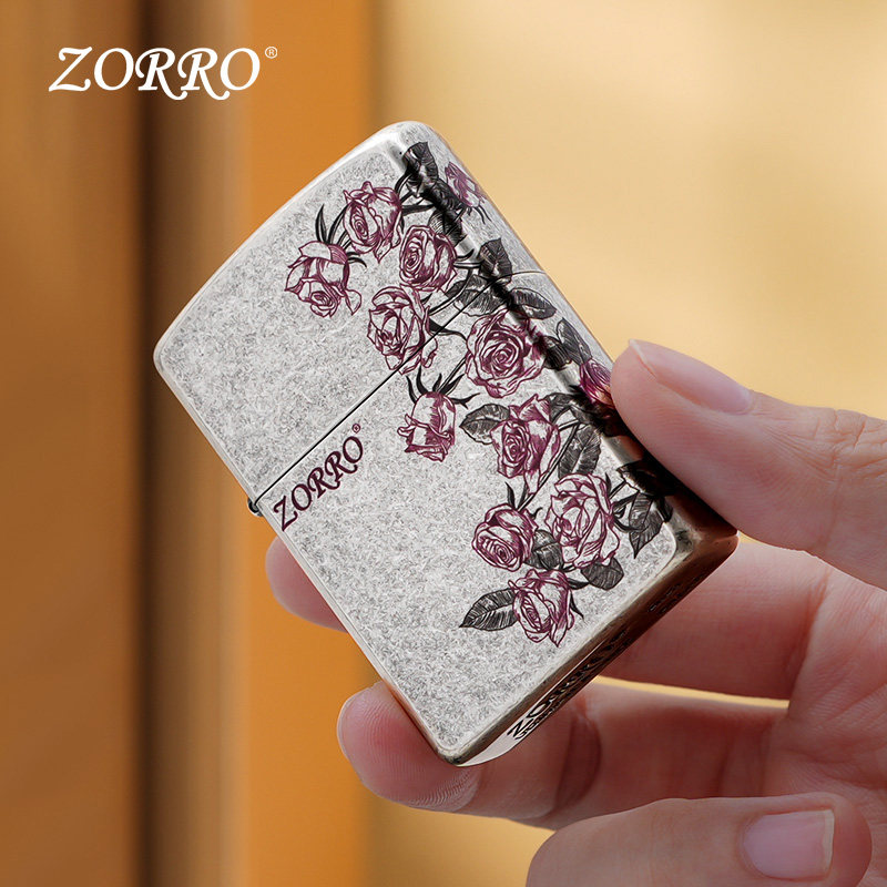 ZORRO佐罗热恋玫瑰煤油防风打火机古银七夕情人节送男朋友礼物,淘宝优惠券,粉丝福利购,淘宝优惠卷