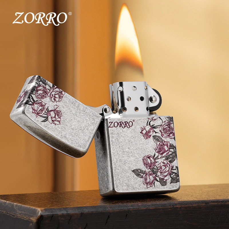 ZORRO佐罗热恋玫瑰煤油防风打火机古银七夕情人节送男朋友礼物,淘宝优惠券,粉丝福利购,淘宝优惠卷