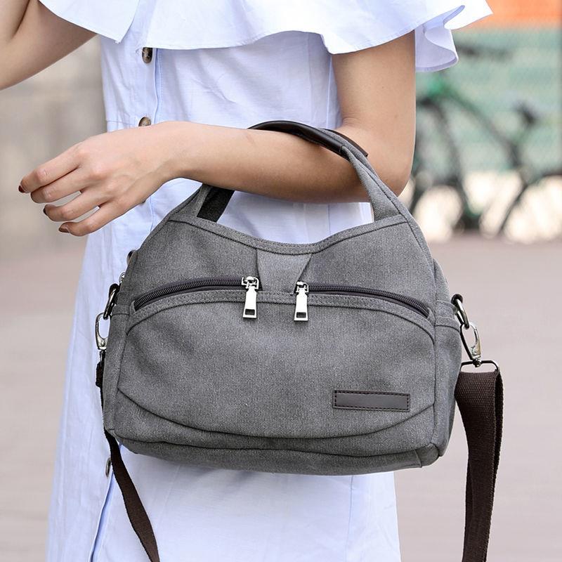 2022新款单肩包女包韩版手提包小包简约时尚大容量斜挎包帆布包袋 - 图0