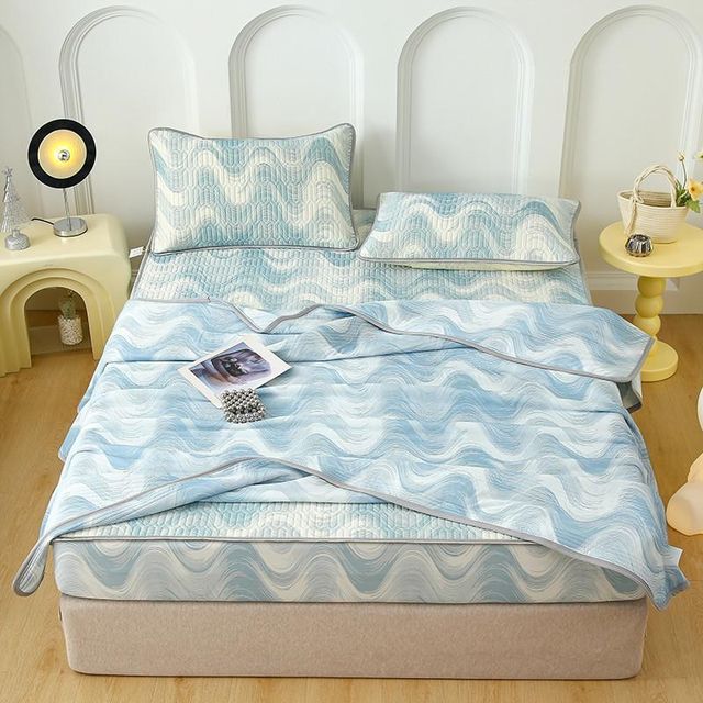 Latex Cool Mat Four-Piece Set Bedding M Style Summer Ice Silk Mat Bedding Sheet Style Student Dormitory Three-Piece Set Bedding Sheet Summer