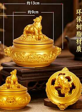 金牛树脂香炉檀香盘香线香复古香薰炉供佛熏香炉家用室内摆件香炉