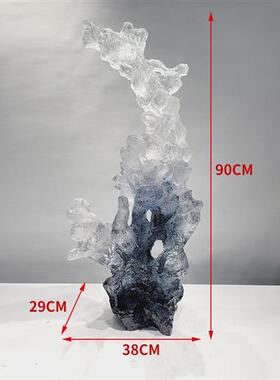 新中式透明树脂雕塑太湖石别墅客厅玄关抽象高档软装工艺饰品摆件