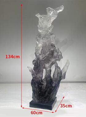 抽象太湖石摆件透明树脂雕塑艺术品酒店别墅家居入户玄关门厅装饰