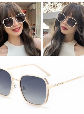 日本品质超轻白框高清偏光镜甜美墨镜女款新款高级感防紫外线大框