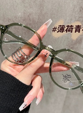 日本品质超轻TR90玳瑁色眼镜框女近视可配度数方圆脸平光镜素颜显