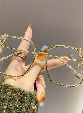 日本品质2025新款精致蝴蝶墨镜欧美时尚镶钻太阳镜女士方形大框轻