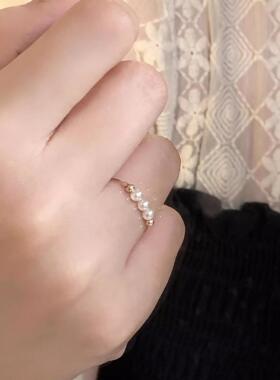 超闪轻奢设计简约珍珠戒指小众