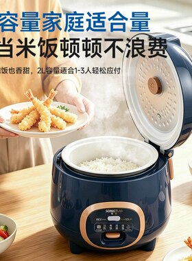 松拓电饭煲家用2-3人用学生宿舍蒸煮陶瓷釉不粘小电饭锅1-2人小型