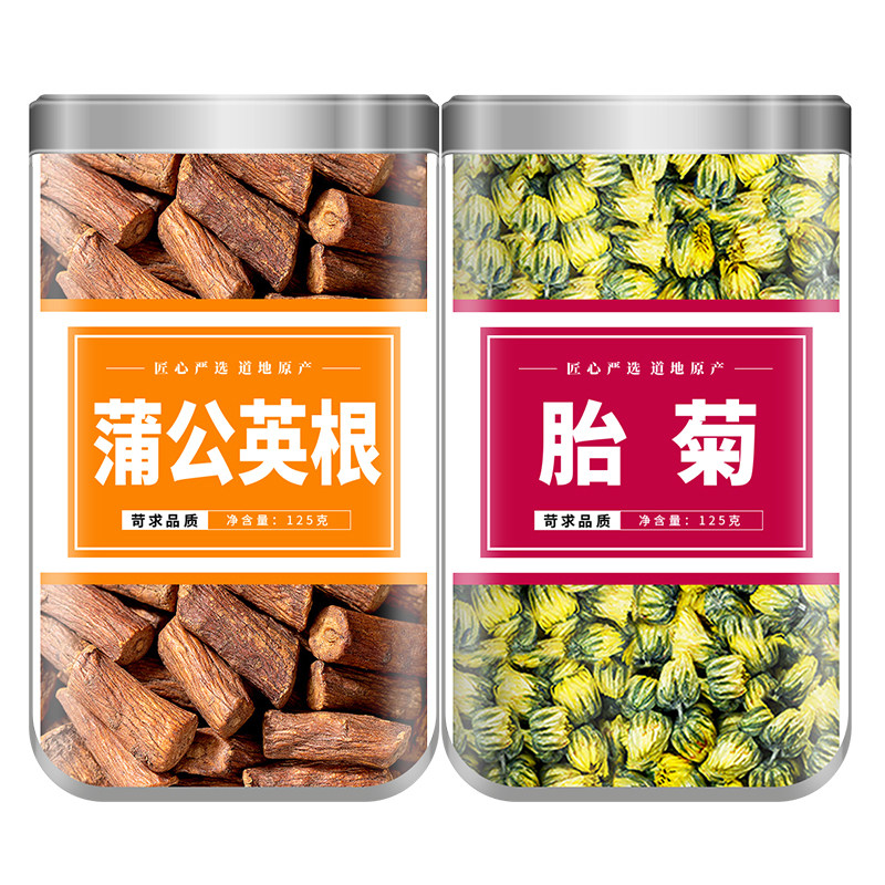 蒲公英根胎菊中药材组合晒干婆婆丁胎菊花泡茶泡水喝的功效和作用