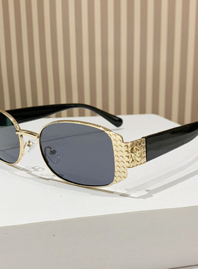 欧洲站欧美复古椭圆金属框猫眼墨镜女高级感2025新款太阳眼镜防紫