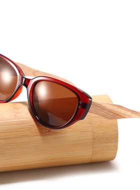日本品质木质腿猫眼太阳镜男时尚木腿夹层时尚百搭防晒女出游偏光