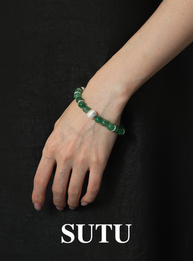 素图女非洲翠手串简约气质手链女