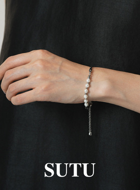 素图小众设计感不规则925银手链