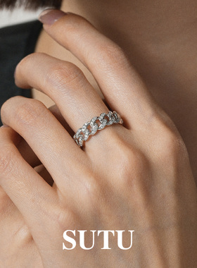 素图女925银小众设计气质指环女