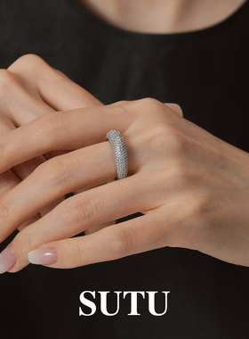 素图女925银爆闪简约气质指环女