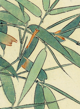 谢稚柳红叶竹禽图近现代花鸟画微