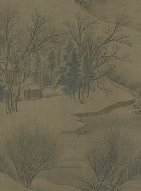 王维江干雪霁图卷复古书画横幅