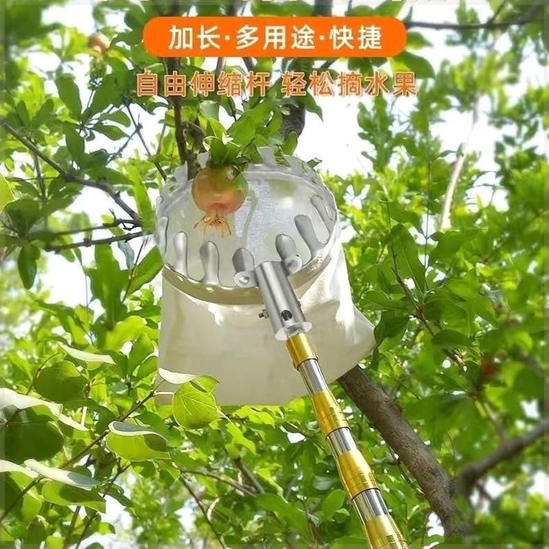 摘水果神器伸缩杆摘枣柿子桃梨长杆摘果神器高空采摘工具钩勾 - 图1