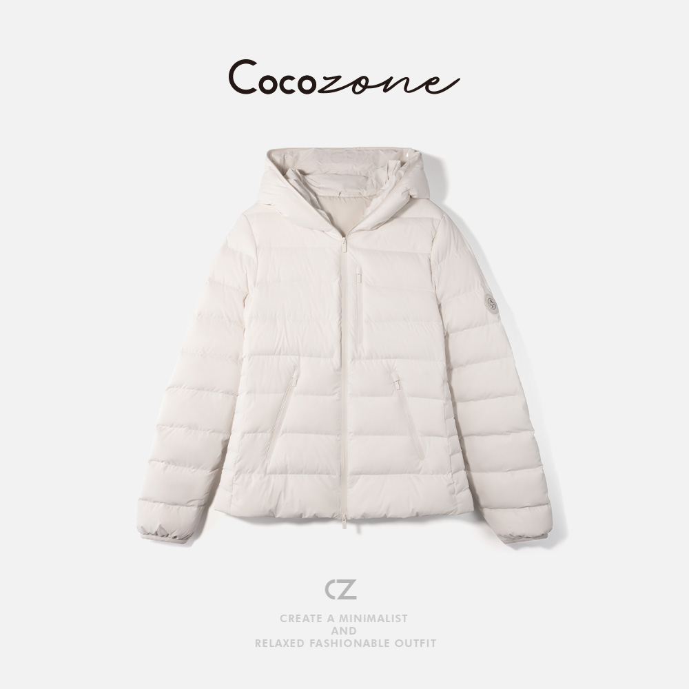 COCO ZONE 刘11 连帽简约拉链包边舒适感鹅绒服 CD2A2538 - 图1