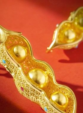 铜富贵豆荚挂件福豆摆件黄铜家居装饰品包挂新年春节礼品