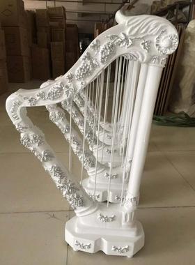 新款欧式婚庆道具玻璃钢罗马路引竖琴婚庆用品布置装饰迎宾区摆件