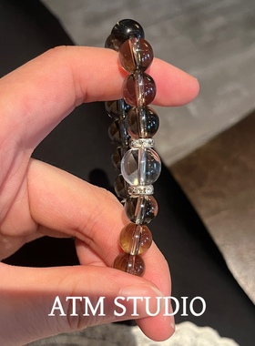 「老钱风」天然石茶晶黄塔晶手串