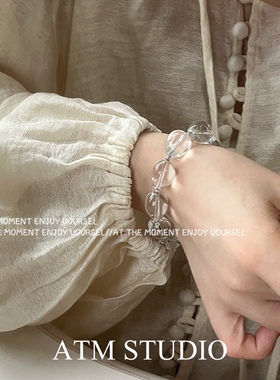 「水滴」ins白水晶手链女冰透人造水晶白月光清冷感2026新款手串