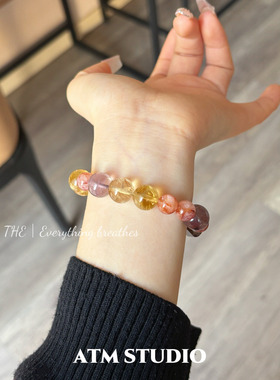 富家千金黑金黄塔晶紫水晶手链