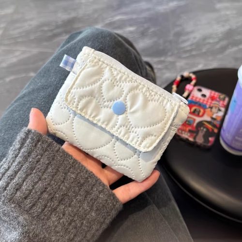 新款ins拉链卡包化妆包多功能纽扣零钱包证件杂物便捷收纳耳机包 - 图0