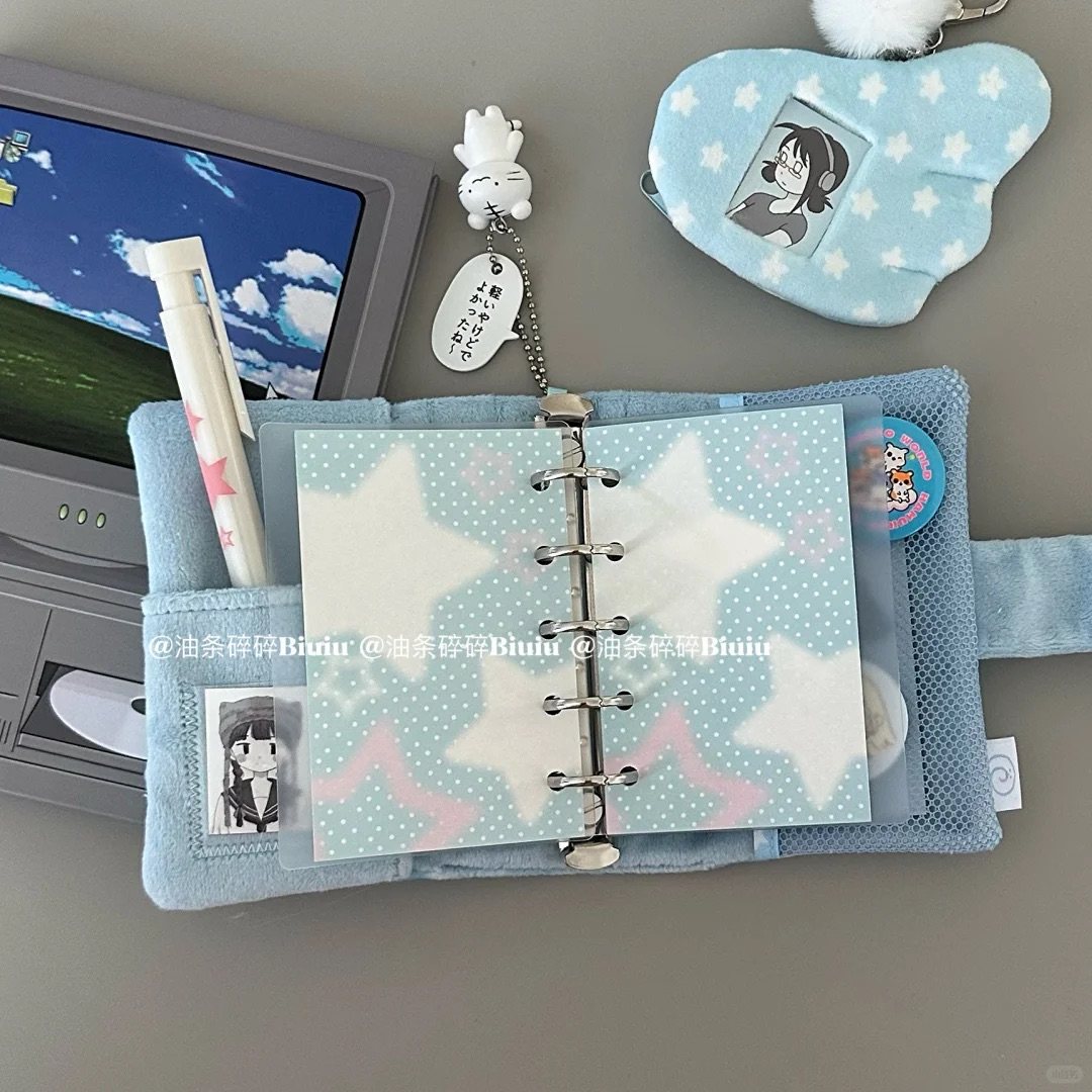 可爱小灰猫毛绒m5手帐本活页壳高颜值学生随身日记事笔记本子ins,淘宝优惠券,粉丝福利购,淘宝优惠卷