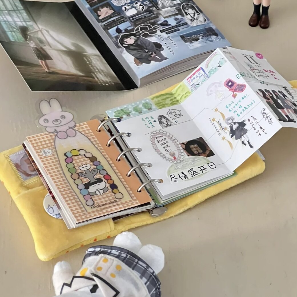 可爱毛绒兔m5外壳活页手账本女孩高颜值小学生记事日记本子手帐本,淘宝优惠券,粉丝福利购,淘宝优惠卷