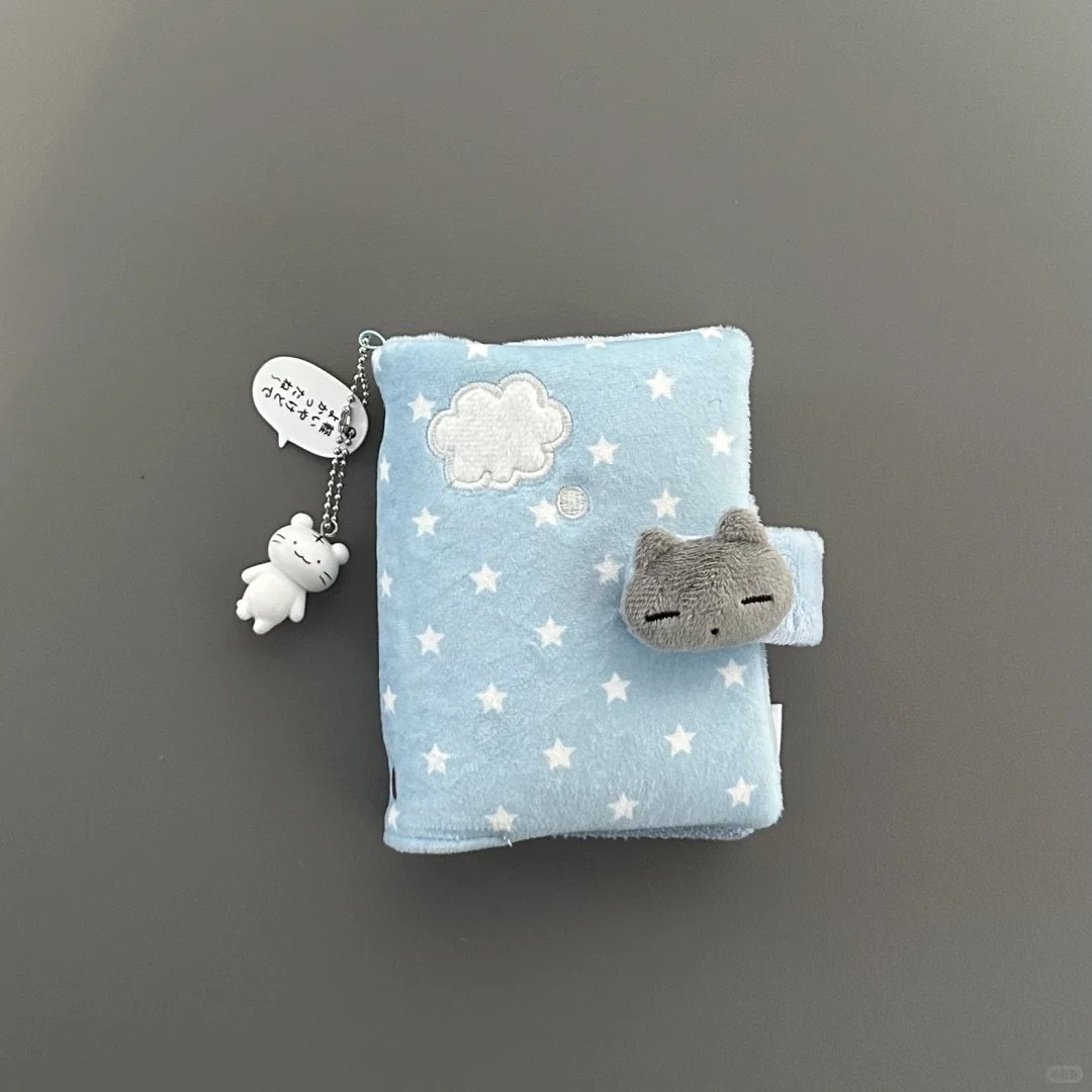 可爱小灰猫毛绒m5手帐本活页壳高颜值学生随身日记事笔记本子ins,淘宝优惠券,粉丝福利购,淘宝优惠卷