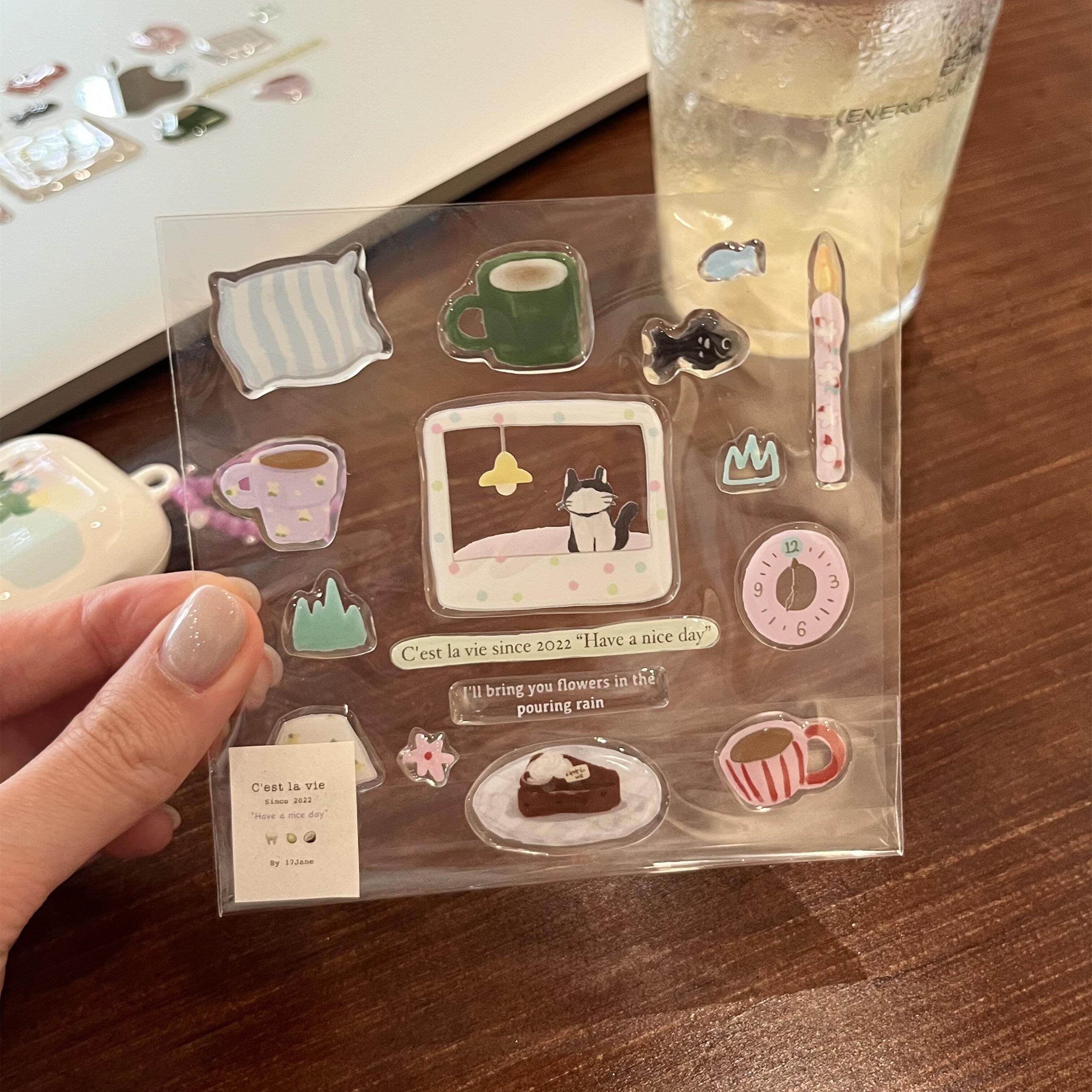 复古可爱猫咪插画滴胶贴纸手机ipad电脑diy装饰手帐咕卡立体贴纸,淘宝优惠券,粉丝福利购,淘宝优惠卷