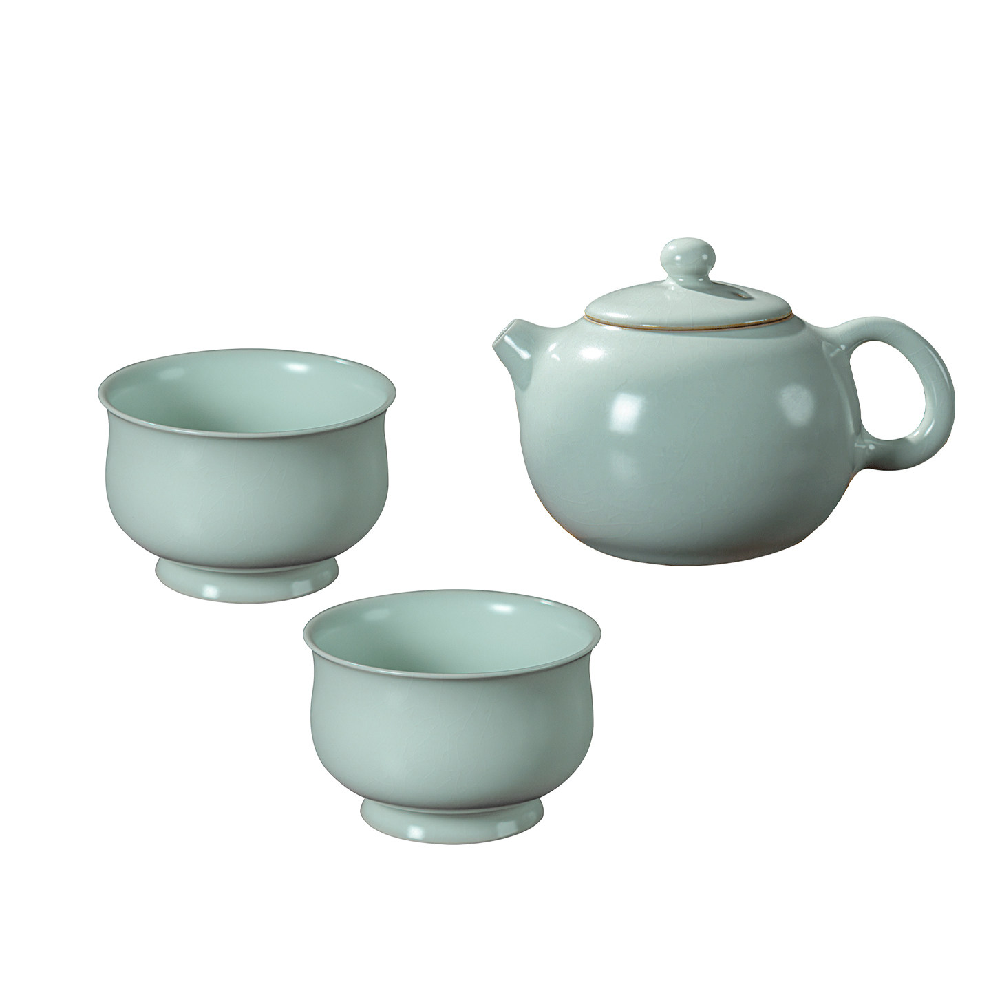 汝窑功夫茶具套装一壶二杯景德镇高端陶瓷茶壶仿古手工汝瓷礼盒装,淘宝优惠券,粉丝福利购,淘宝优惠卷