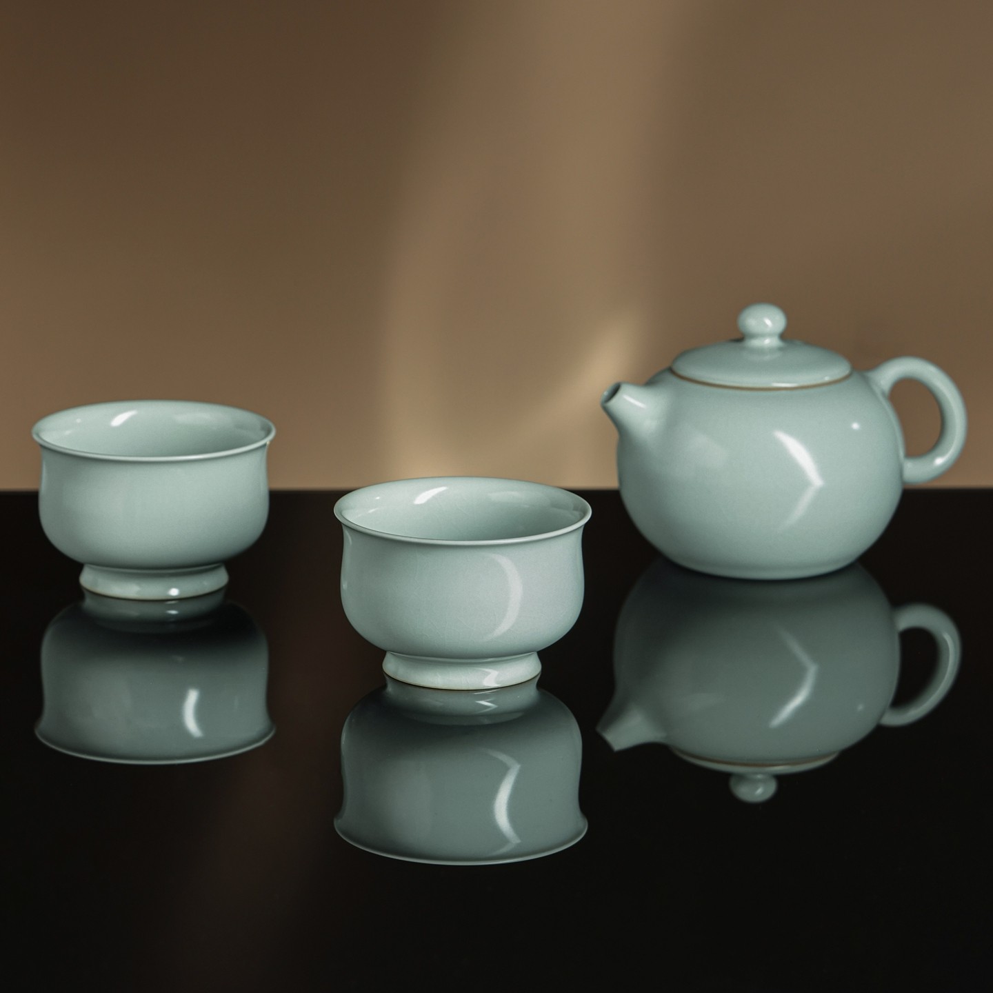 汝窑功夫茶具套装一壶二杯景德镇高端陶瓷茶壶仿古手工汝瓷礼盒装,淘宝优惠券,粉丝福利购,淘宝优惠卷