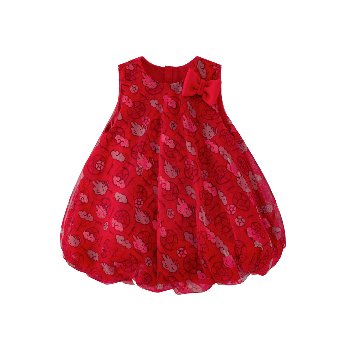 迷你巴拉巴拉女童新年红色连衣裙拜年服秋季儿童网纱洋气公主裙子,淘宝优惠券,粉丝福利购,淘宝优惠卷