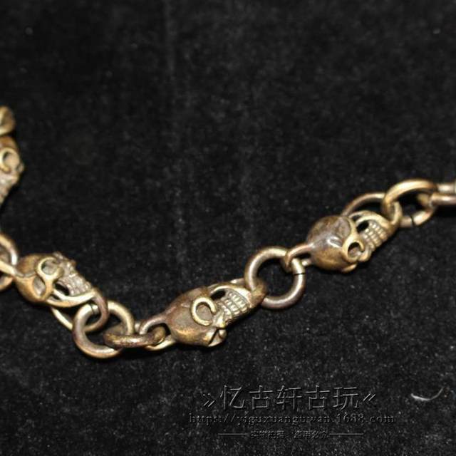 Antiques and miscellaneous antique bronze collection pure copper skull chain collection pendant