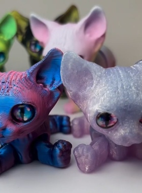 关节可动3D打印暹罗猫斯芬克斯猫