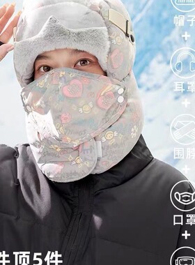 雷锋帽女款冬季可爱加绒棉帽子