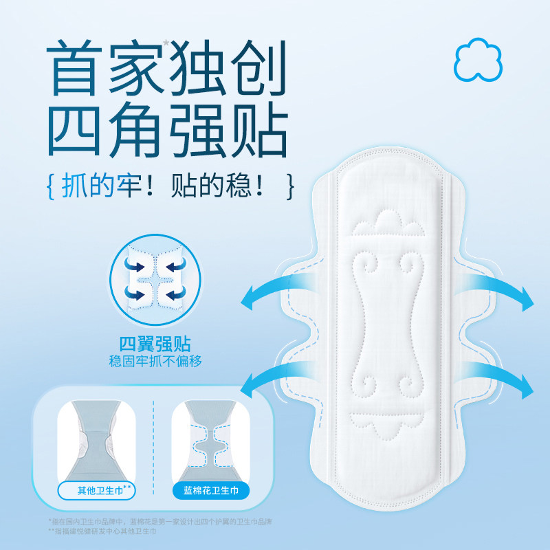 蓝棉花小新翼卫生巾日夜用姨妈巾超薄防漏干爽官方旗舰店正品套装