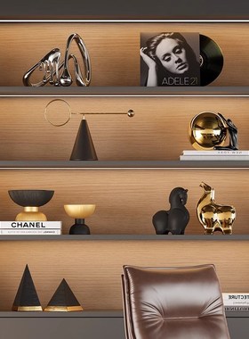 现代奢华金几何艺术品摆件样板房B家居酒店开放格展柜办公室装饰