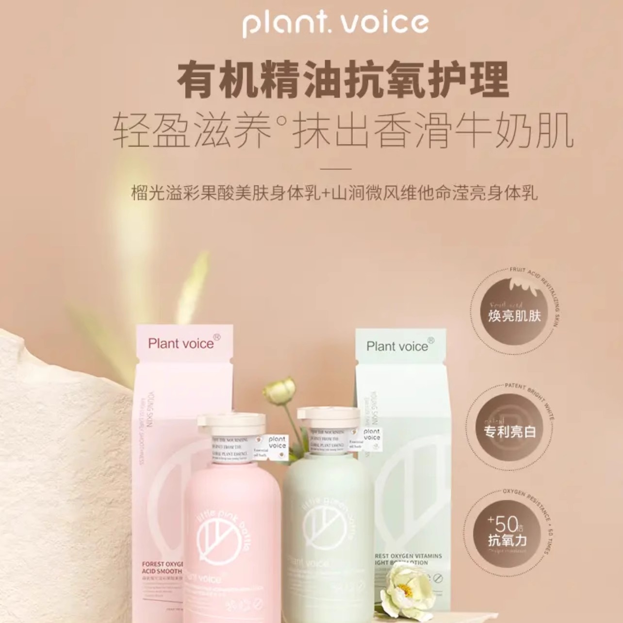 Plant voice植物语录氨基酸身体乳套装滋润补水保湿果酸润肤官方