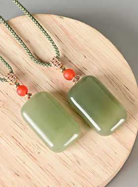 天然和田玉无事牌吊坠18*25mm左右玉石项链玉佩挂件简约大气饰品