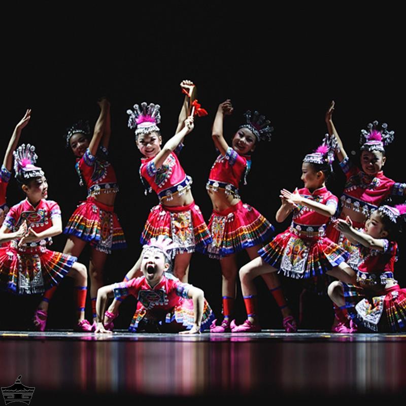 少数民族服装儿童苗族彝族小荷风采国庆舞蹈表演铛拍起拍铛演出服 - 图2