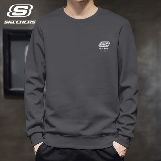 斯凯奇男装圆领卫衣男2025年秋季新款加绒长袖t恤保暖运动服上衣