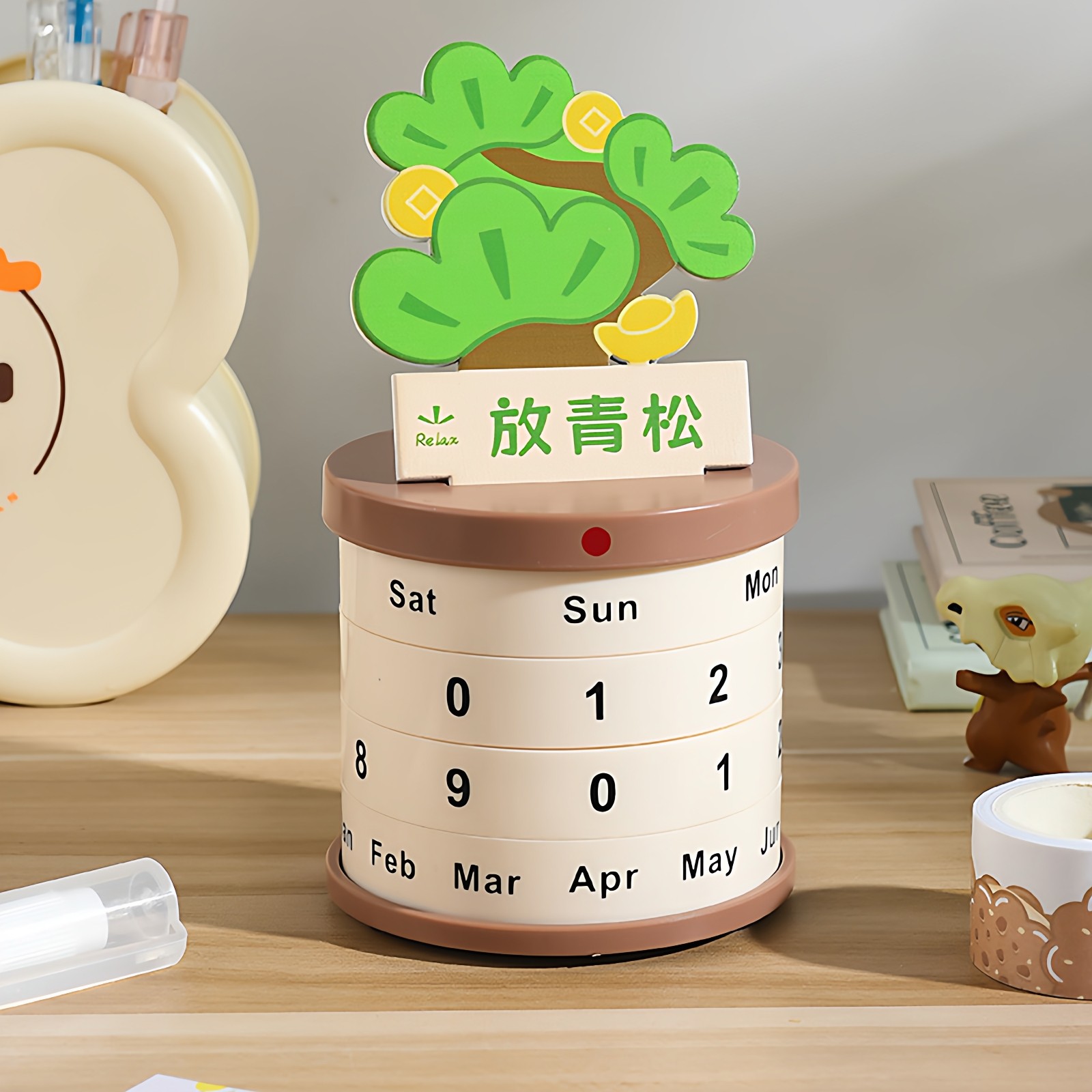 盆栽转轮万年历放轻松不焦虑松弛感创意台历diy日历桌面摆件好物,淘宝优惠券,粉丝福利购,淘宝优惠卷