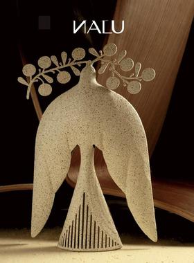 那路NALU中古风侘寂风摆件铁艺飞鸟中式金属艺术装饰品